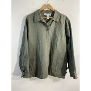 Womans Sag Harbor Sports Woman 18 W Green Button Down Long Sleeve Shirt Jacket